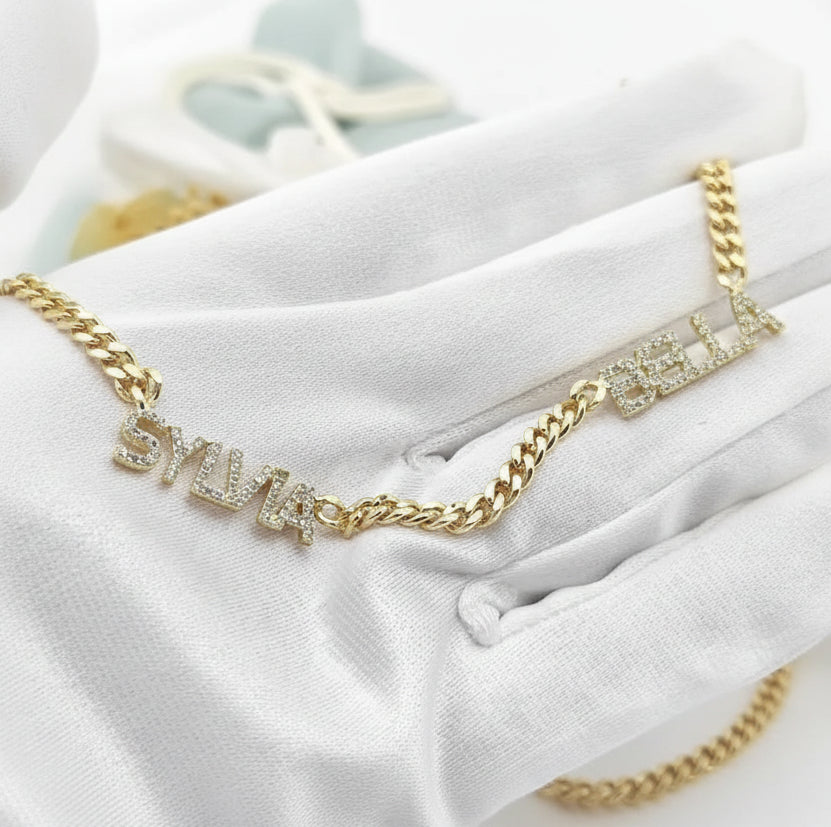 DOREMI 6MM/9MM Cz Names Necklace Jewelry Cuban Chain