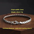 S925 Sterling Silver Fashion Simple Elegant Cuban - silvery / 18cm, silvery / 20cm, silvery / 22cm