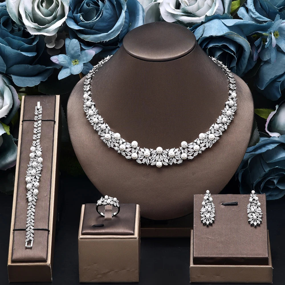 High Quality Zirconia Pearls 4pcs Jewellery Neckla