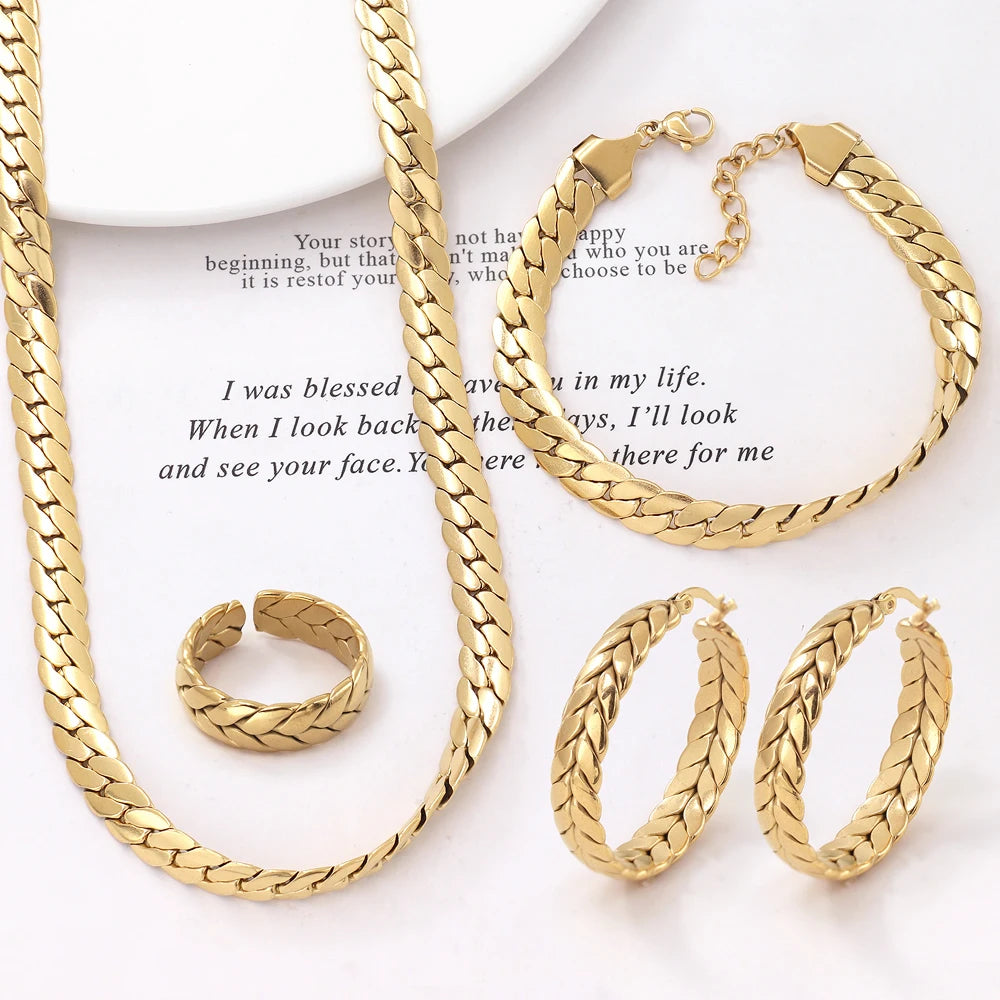 Simple Style Snake Chain Jewelry Set Vintage Style