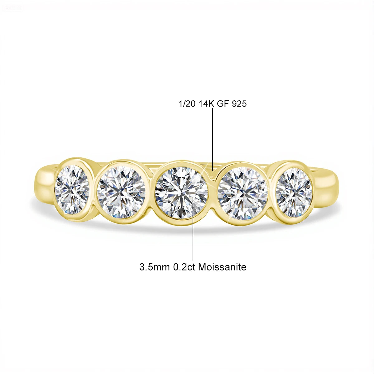 Sparkling 14K Gold Filled Round Moissanite Stackab