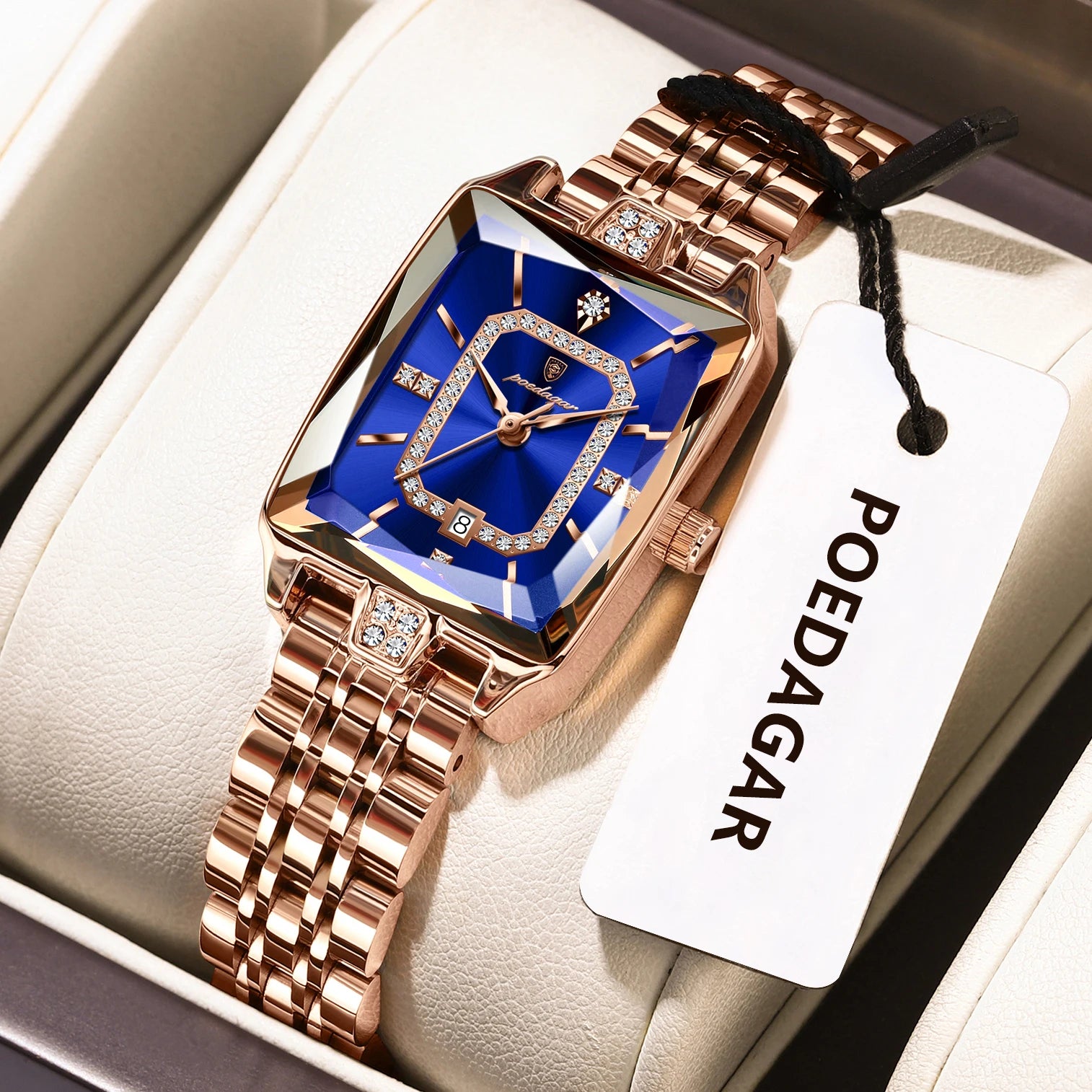 POEDAGAR Luxury Woman Watch Waterproof Date High - 785 RoseGold Blue / China Mainland