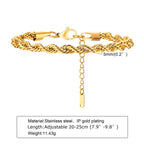 2-5MM Edelstahl-Seilarmbänder für Jungen, verstell