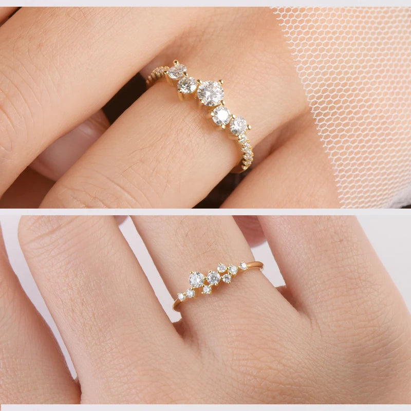 Anziw Real S925 Ring Cluster Moissanite Sterling