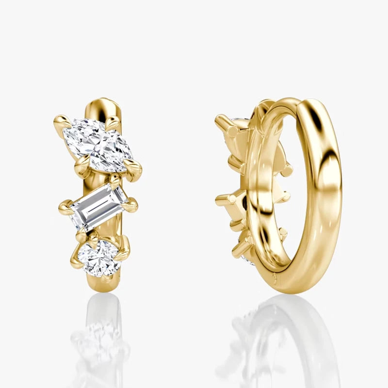 Lnkry 14K Gold Filled Three Stone Huggie Earring