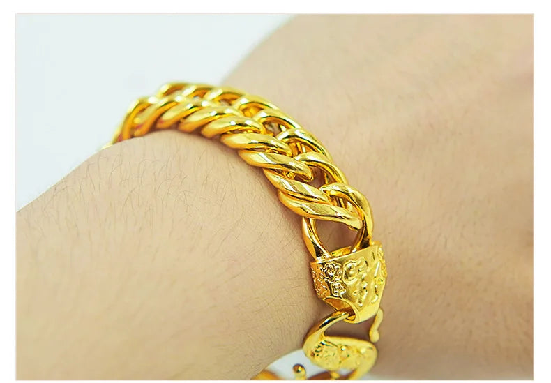 Natural 18 K Gold Color Twists Bracelet for Women