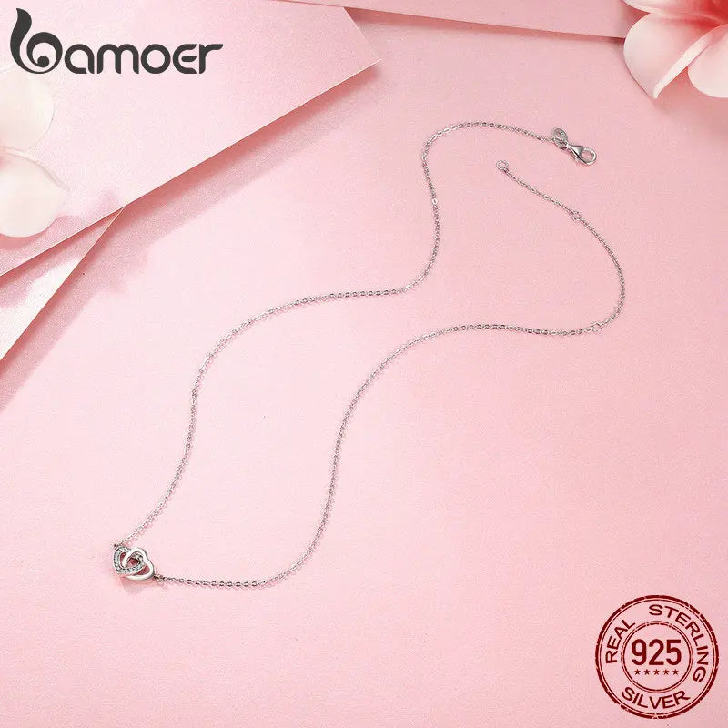 BAMOER 925 Sterling Silver Connected Heart Pendant