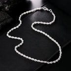 Hot Charms Fine 4MM Rope Chain 925 Sterling Silver