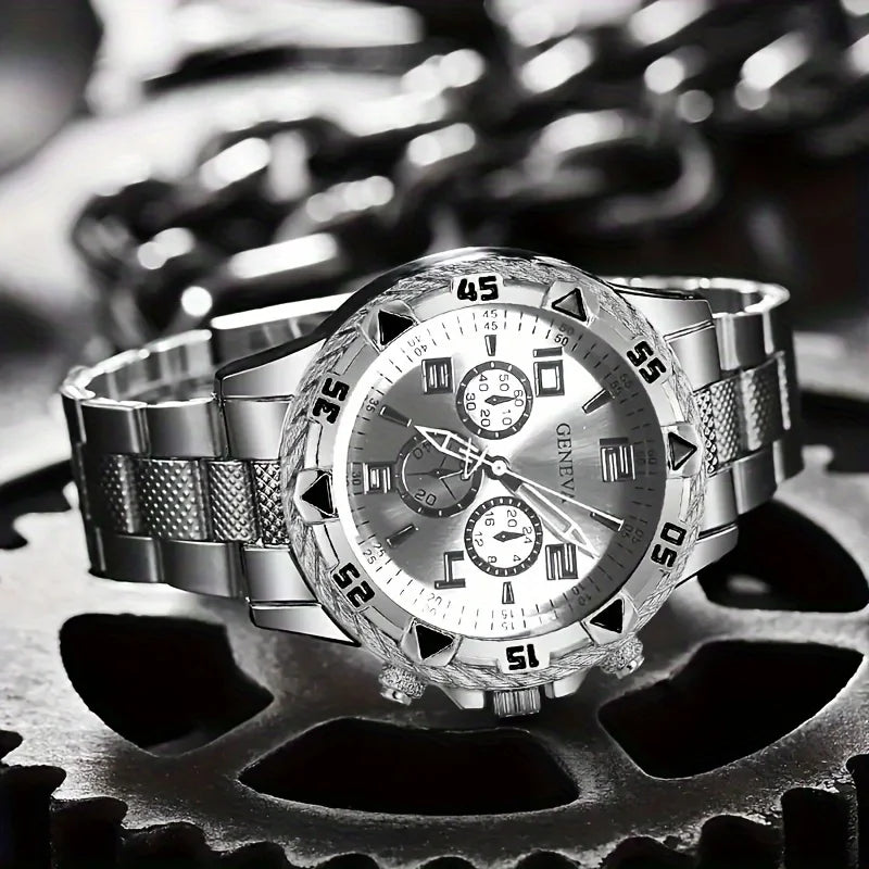 [4pcs/set Business Quartz Watch] Large Dial Trendy
