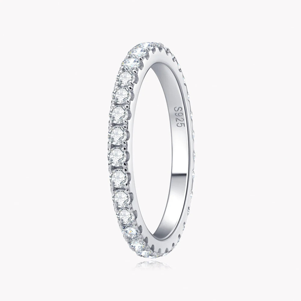 KNOBSPIN 2mm D Color Moissanite Ring 925 Sterling