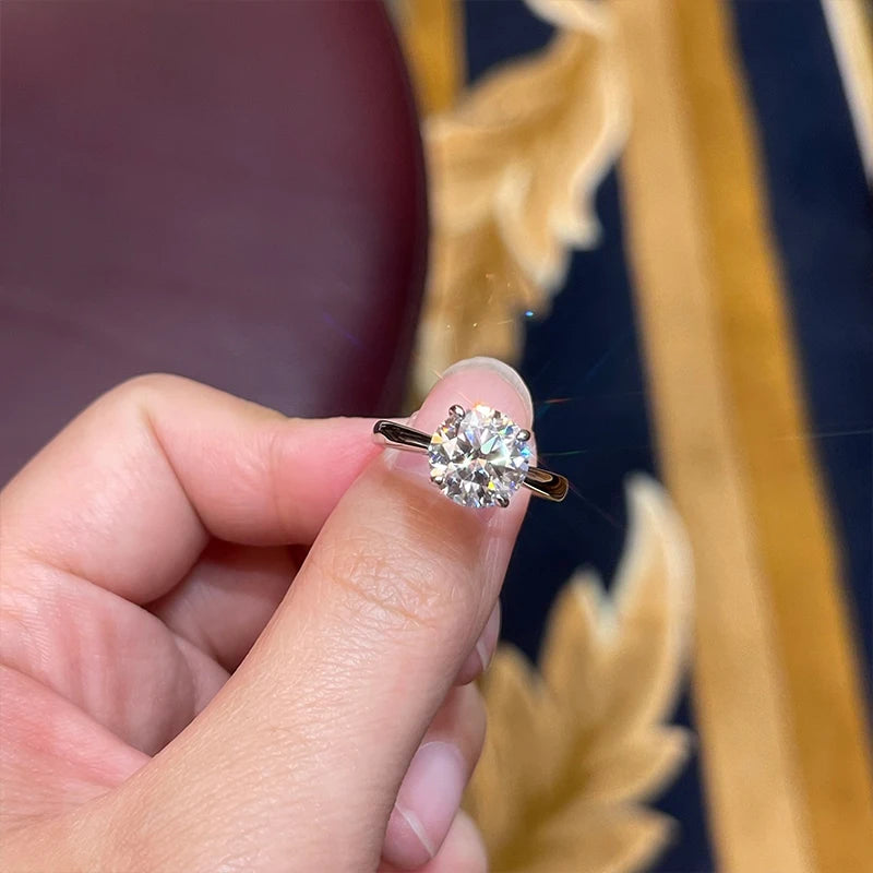 Lnngy 8mm 2ct Round Cut Moissanite Ring Set With