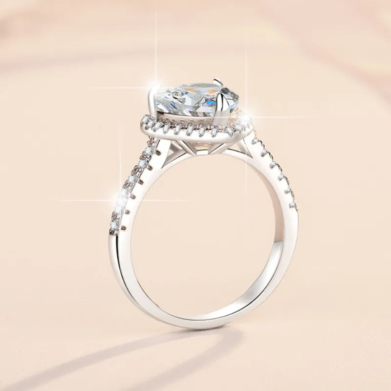 1-2ct Pink Heart Moissanite Rings with Certificate