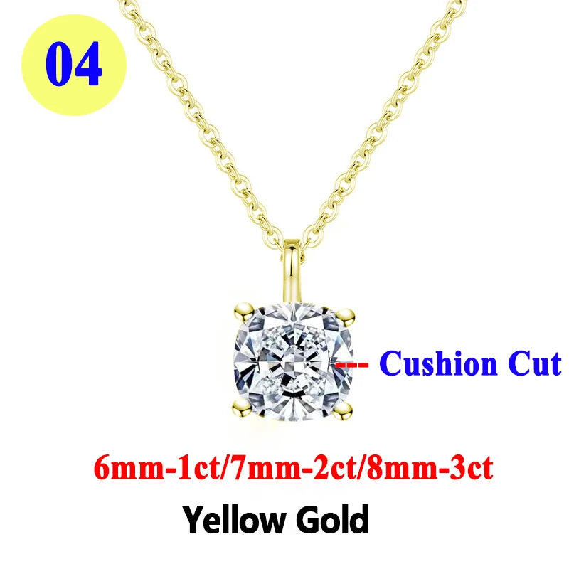 PureMax 1ct 2ct 3ct D Color VVS1 Moissanite Diamond - XL07-cushion-yellow / 2ct / 45cm-add box, XL07-cushion-yellow / 2ct / 45cm-add bag, XL07-cushion-yellow / 3ct / 45cm-add box, XL07-cushion-yellow / 3ct / 45cm-add bag, XL07-cushion-yellow / 1ct / 45cm-add box, XL07-cushion-yellow / 1ct / 45cm-add bag