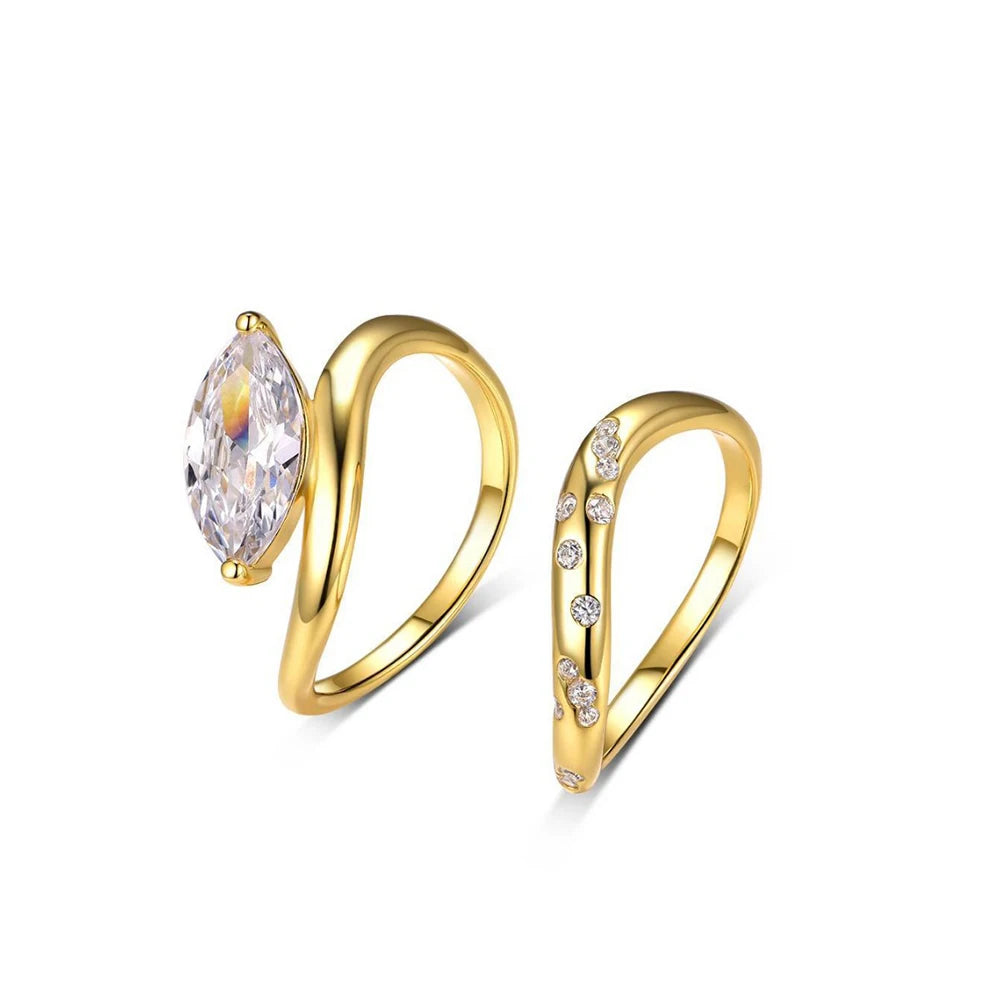 Bxiny 2CT Marquise All Moissanite Ring Set S925