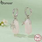 Bamoer 925 Sterling Silver Pink Natural Crystal