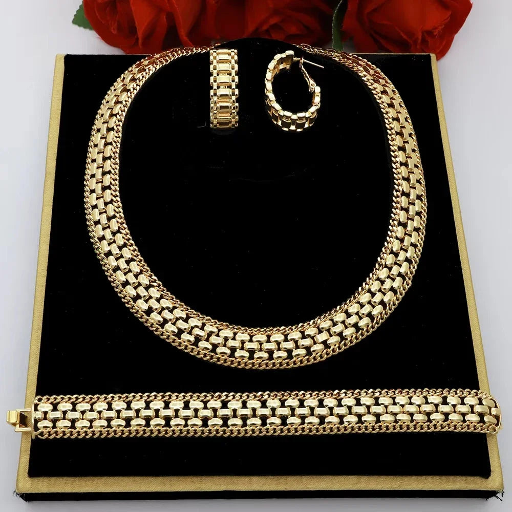 Dubai Luxury Handmade Women Jewelry Set 18k Gold-P.