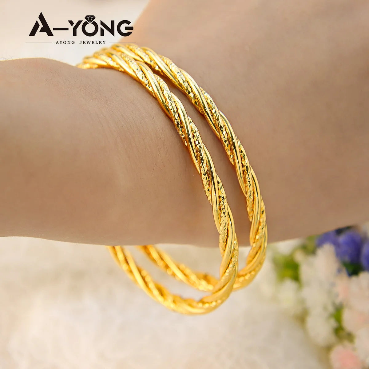 Nigeria Wedding Twist Rope Stackable Bracelet 21k