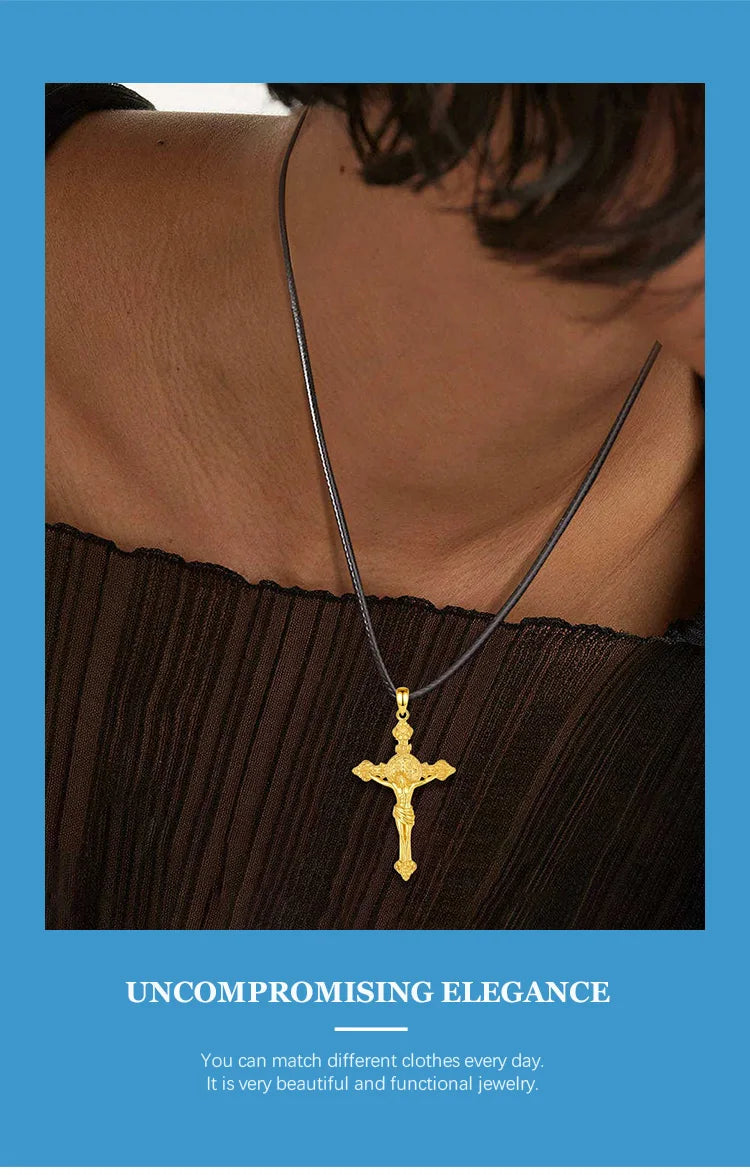 Eudora 925 Sterling Silver Jesus Cross Necklace.