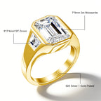 3 Karat Smaragdgeschliffene Moissanit-Ringe für Herren und Damen D
