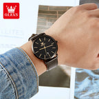 OLEVS Men's Ultra-Thin Quartz Leather Watch