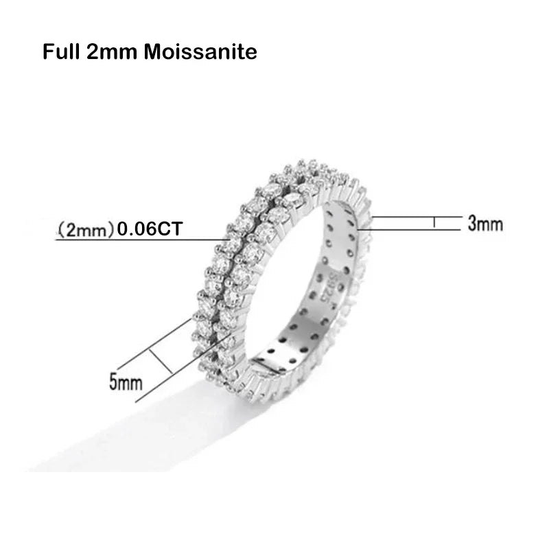 EWYA Luxury 2.2cttw 3mm Moissanite Full Enternity - Moissanite S925 / 2mm 2-Row / 4, Moissanite S925 / 2mm 2-Row / 4.5, Moissanite S925 / 2mm 2-Row / 10, Moissanite S925 / 2mm 2-Row / 9, Moissanite S925 / 2mm 2-Row / 9.5, Moissanite S925 / 2mm 2-Row / 6, Moissanite S925 / 2mm 2-Row / 6.5, Moissanite S925 / 2mm 2-Row / 5, Moissanite S925 / 2mm 2-Row / 5.5, Moissanite S925 / 2mm 2-Row / 8, Moissanite S925 / 2mm 2-Row / 8.5, Moissanite S925 / 2mm 2-Row / 7, Moissanite S925 / 2mm 2-Row / 7.5