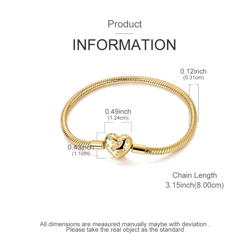 925 Sterling Silver Bracelets 17-20CM Original Golden