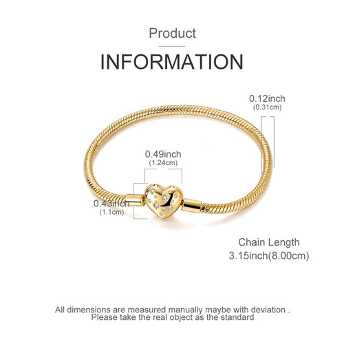 925 Sterling Silver Bracelets 17-20CM Original Golden
