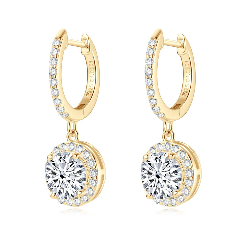 Anziw 3.0CT D Moissanite Pendant Hoop Earrings 925