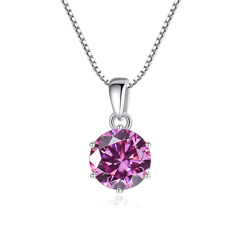 Butterflykiss 1 CT Real Moissanite Pendant Necklace - silver pink / 45cm