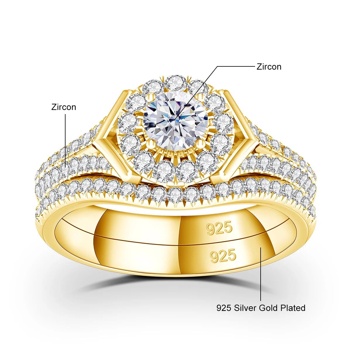 2pcs Moissanite Rings Set For Engagement With