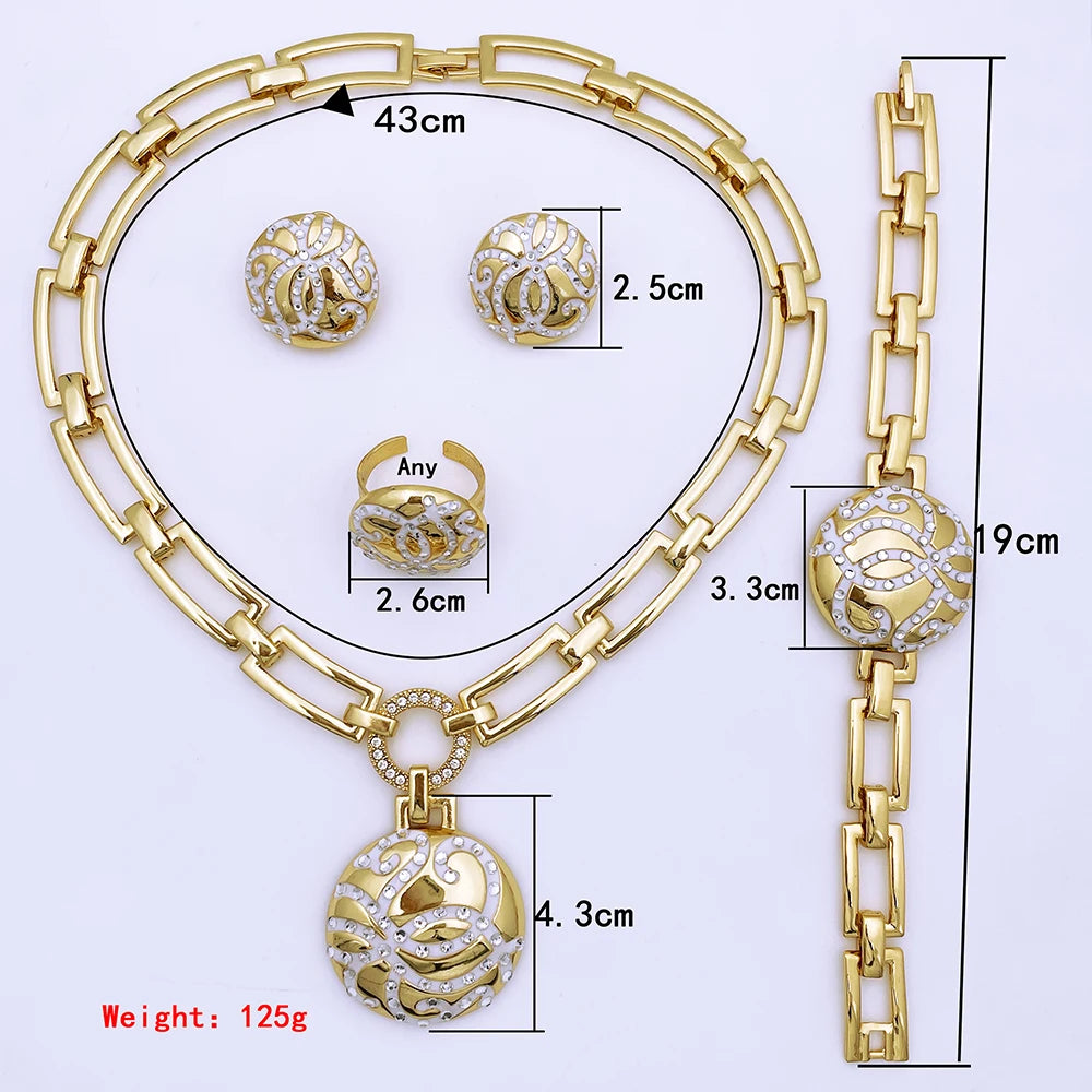 Classic Design Women Necklace Earrings Ring Bracel