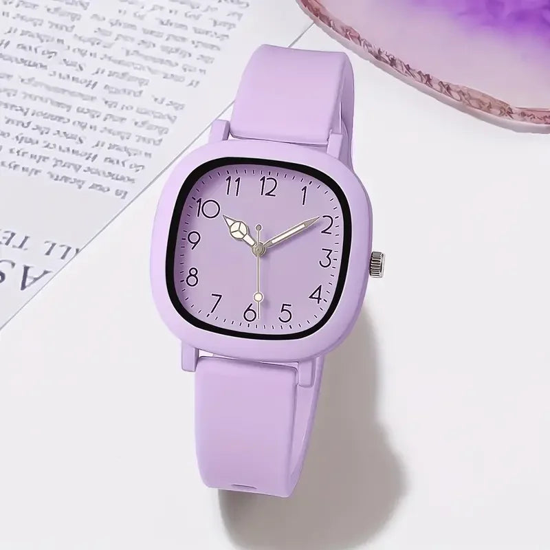 1/3/10PCS Fashion Silicone Band Women Quartz Watches - Purple