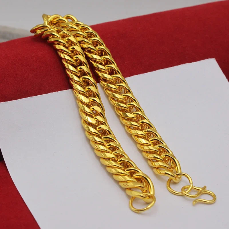 24K Solid Gold AU999 Men's Necklace 60cm, Heavy