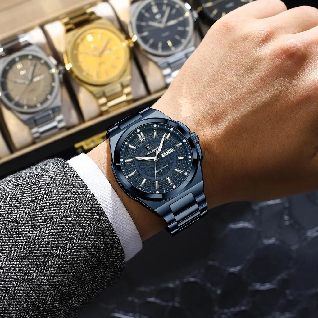 POEDAGAR Top Business Men Wristwatch Stainless Steel