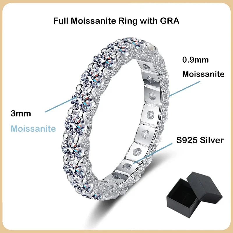 EWYA Luxury 2.2cttw 3mm Moissanite Full Enternity