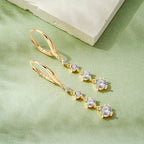 Anziw 42mm Long Dangle D Moissanite Drop Earrings for