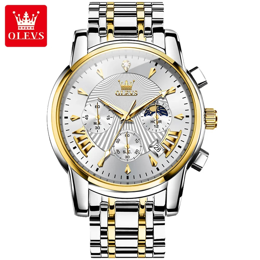 Olevs Men's Quartz Watches Top Brand Stainless
