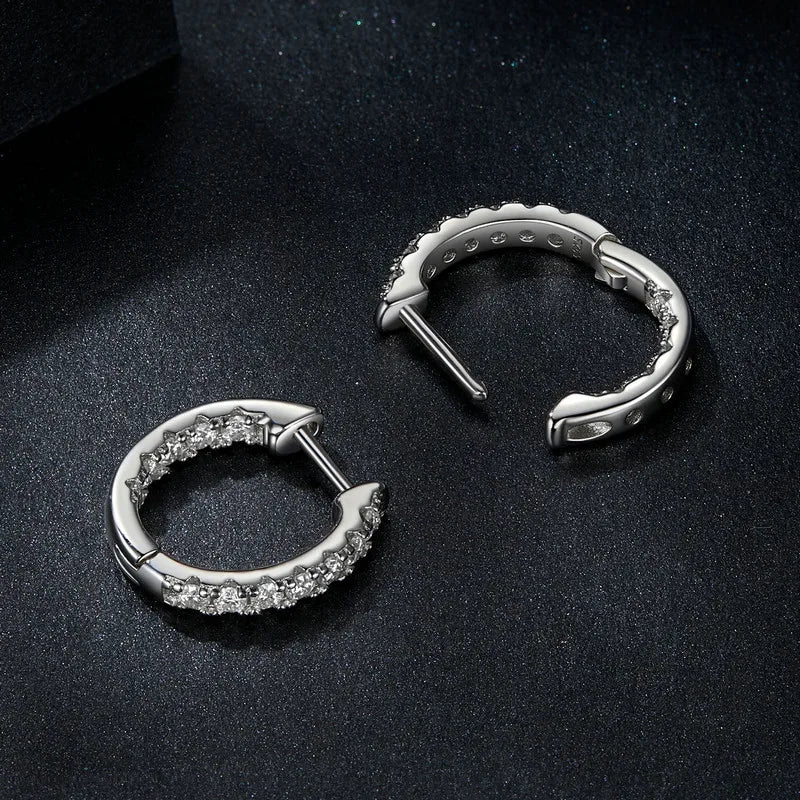 Bamoer U Moissanite Hoop Earrings 925 Sterling Silver