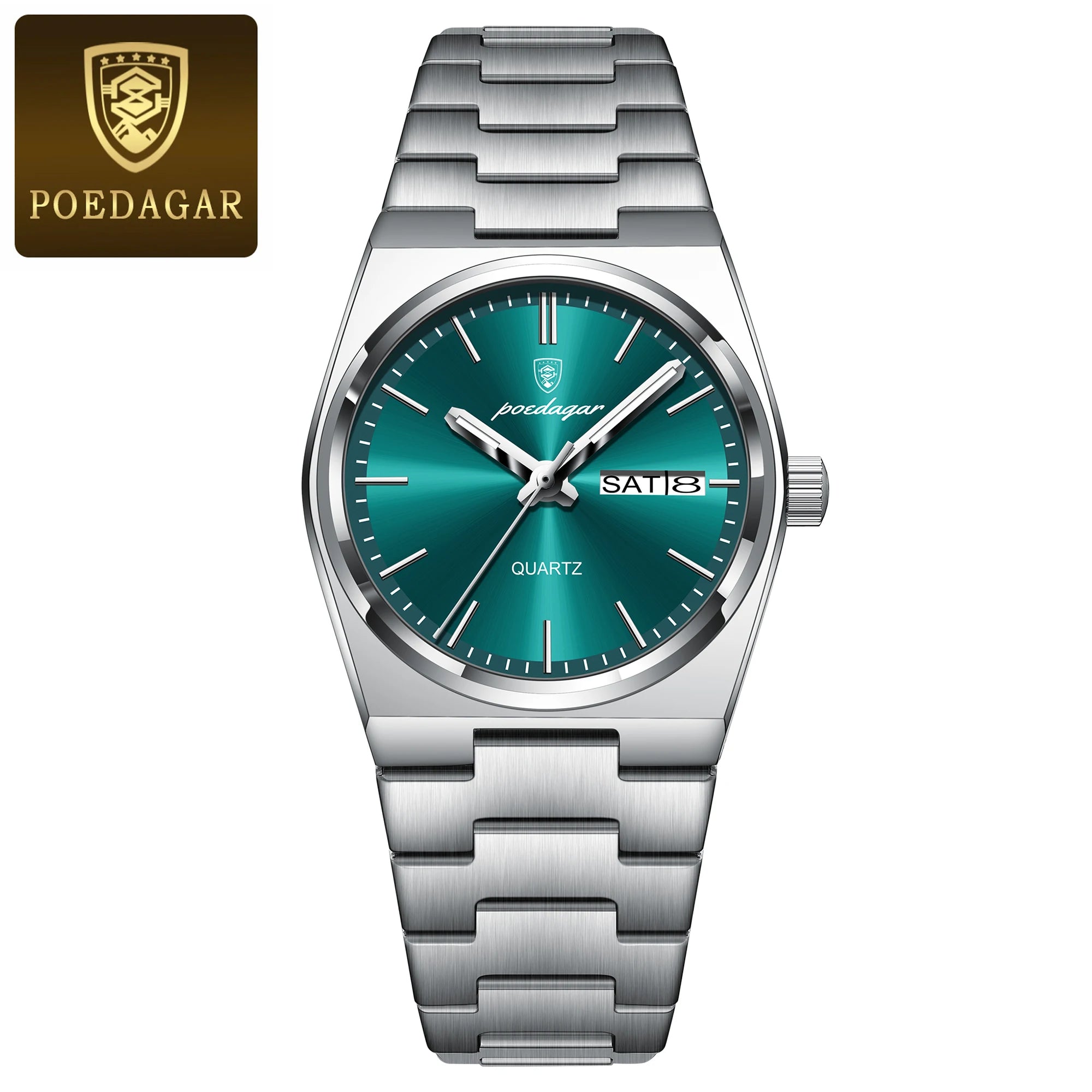 POEDAGAR Top Exquisite Woman Wristwatch Waterproof - 786 Silver Green