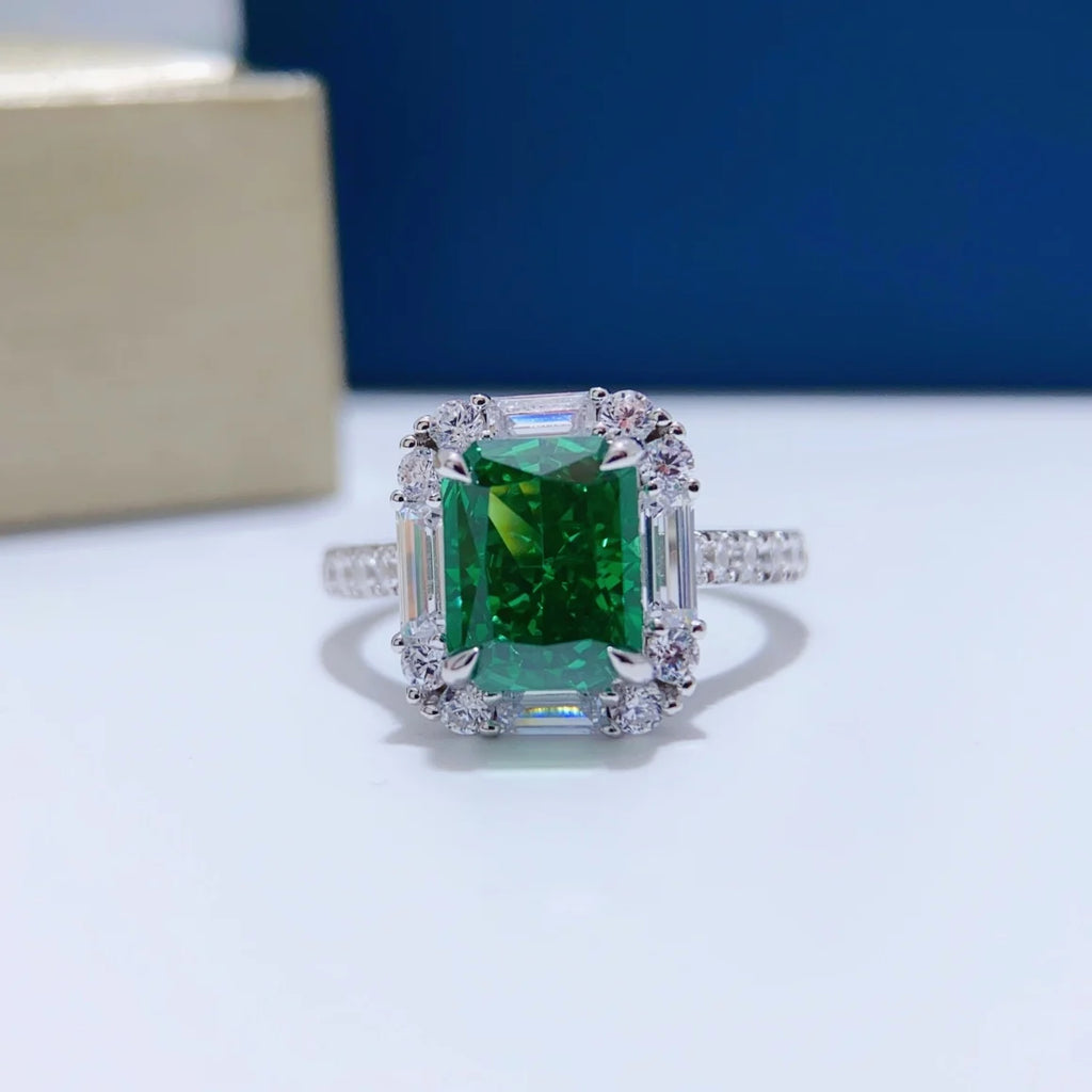 Elegant 3Ct 7*9mm Created Emerald Gem Wedding