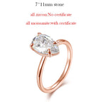 Bague de fiançailles solitaire Smyoue en moissanite et zircon pour femme, 7 x 11 mm