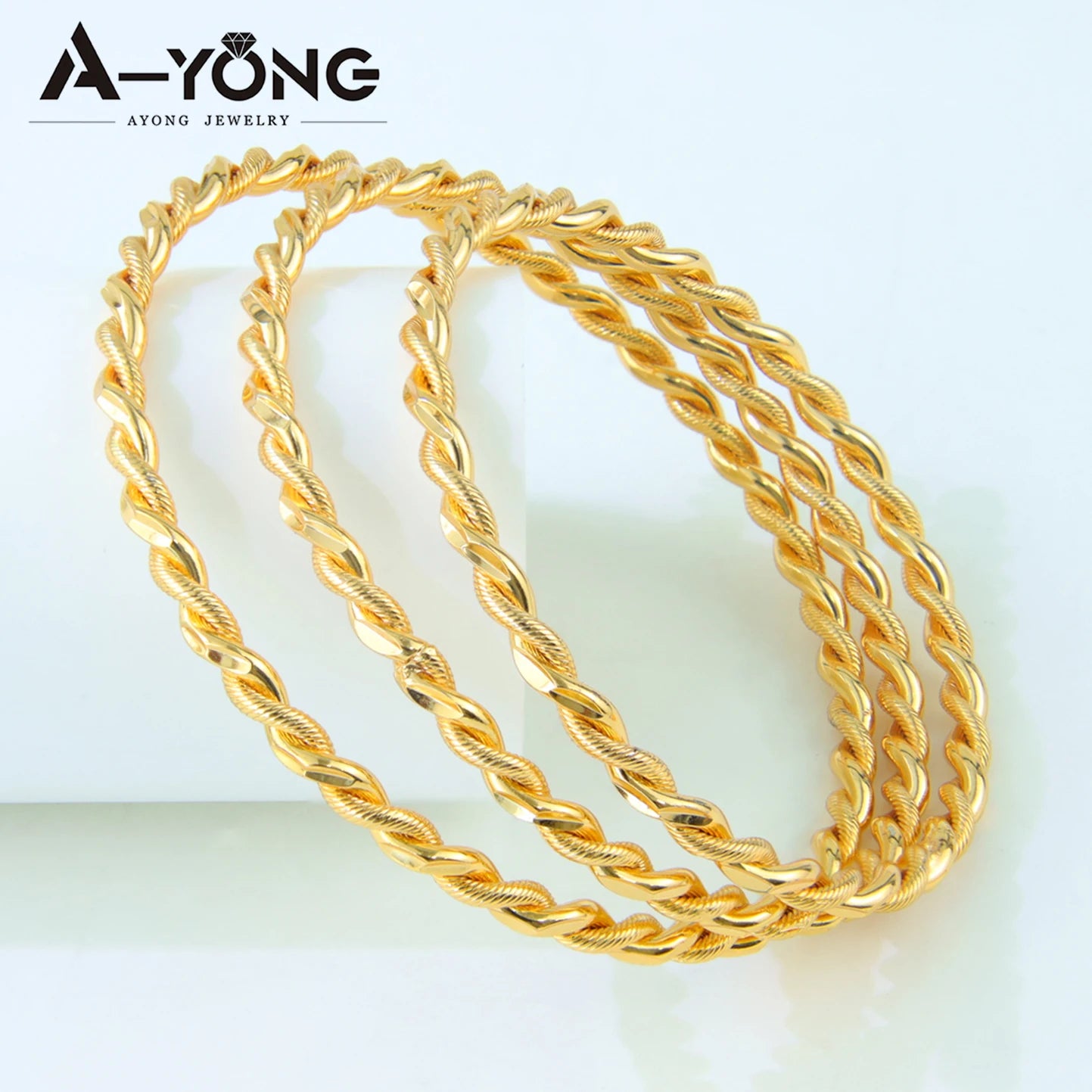 Nigeria Wedding Twist Rope Stackable Bracelet 21k