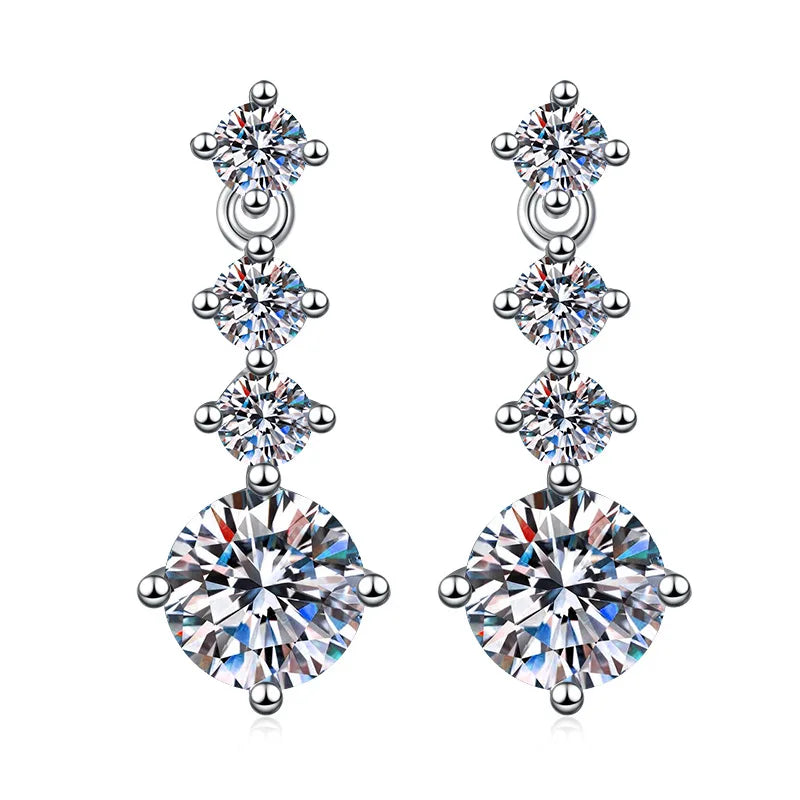 1-2ct Moissanite Earrings for Women Lab Grown