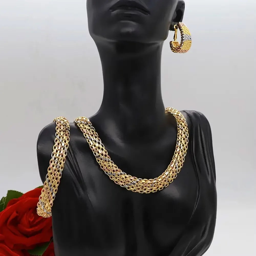 Dubai Luxury Handmade Women Jewelry Set 18k Gold-P.