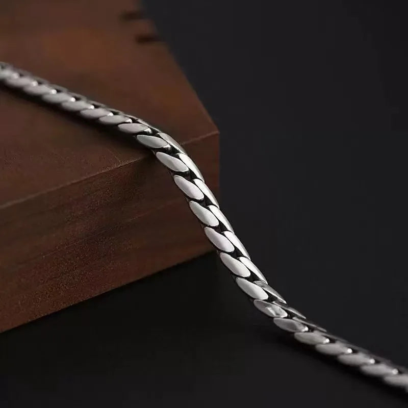 S925 Sterling Silver Fashion Simple Elegant Cuban