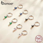 BAMOER Silver ISHWAR Green Water Drop Earrings 925