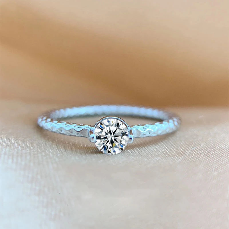 0.3ct Moissanite Ring for Women 18k White Gold.