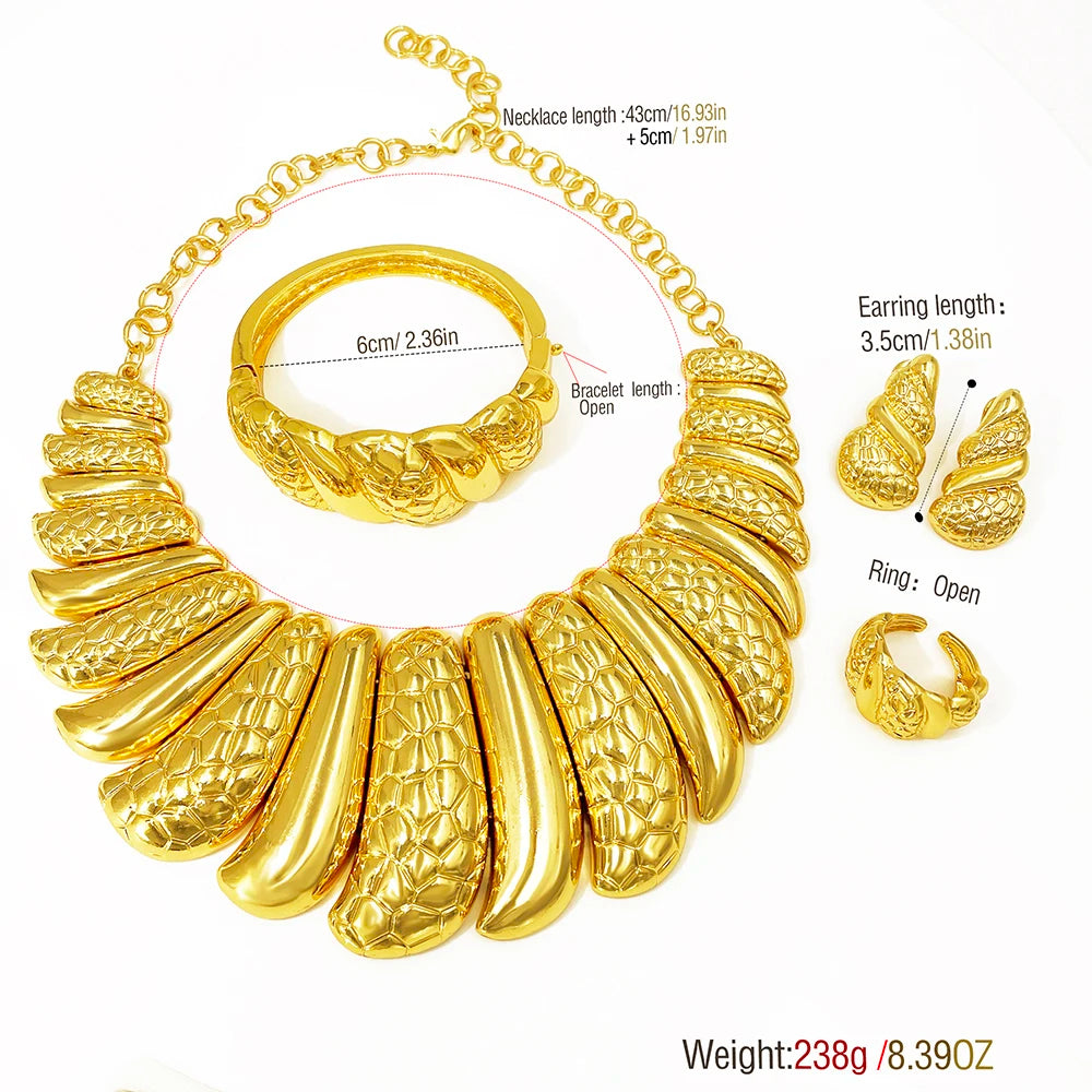 GZJPEI Italian Gold Plated 4Pcs Jewelry Set