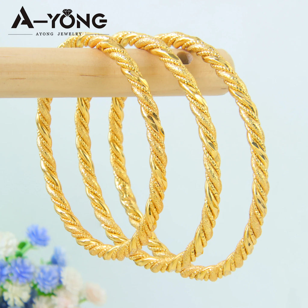 Nigeria Wedding Twist Rope Stackable Bracelet 21k