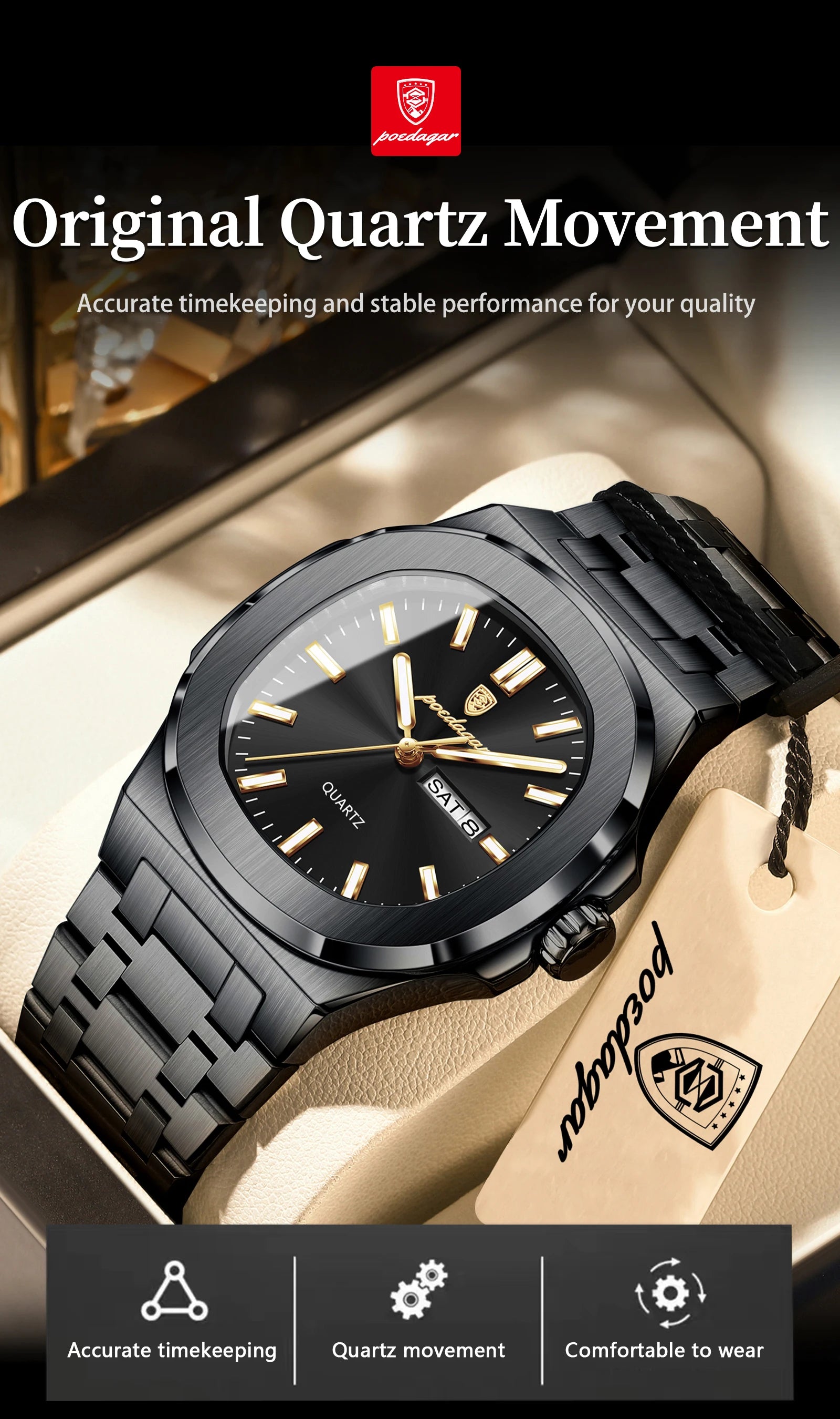 Poedagar Top Trendy Men's Watches Waterproof Lumin.